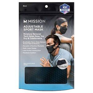 Mission Sport Mask, Black 2 packets